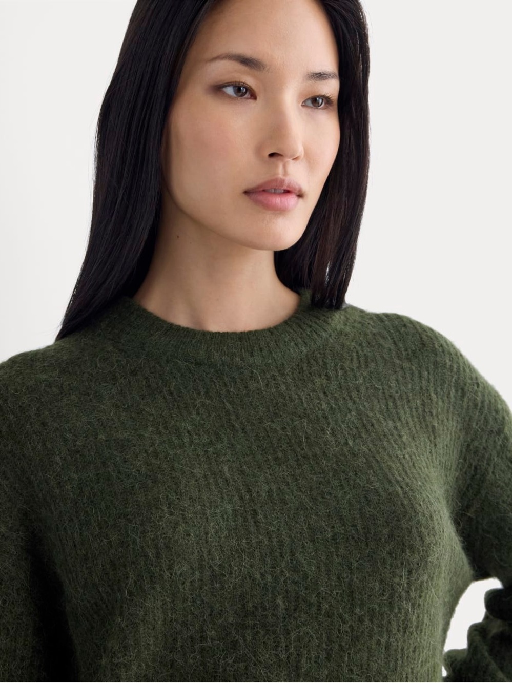 Everlane The Cocoon Crew Neck Sweater In Alpaca Dark Forest Size S NWT - Picture 4 of 9